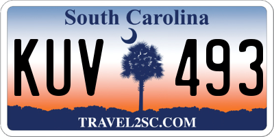 SC license plate KUV493