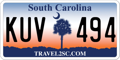 SC license plate KUV494