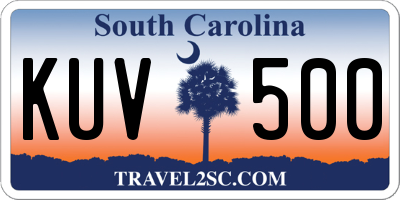 SC license plate KUV500