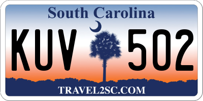 SC license plate KUV502