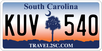 SC license plate KUV540