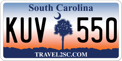 SC license plate KUV550