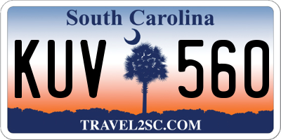 SC license plate KUV560