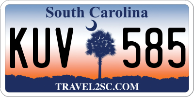 SC license plate KUV585