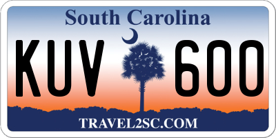 SC license plate KUV600