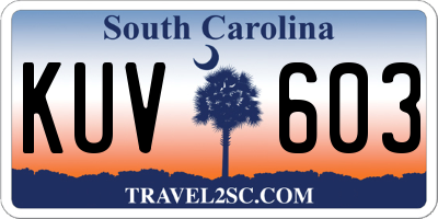 SC license plate KUV603