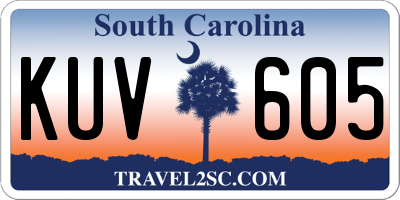 SC license plate KUV605