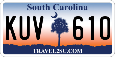 SC license plate KUV610