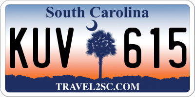 SC license plate KUV615