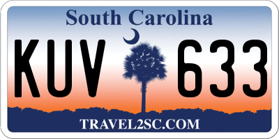 SC license plate KUV633