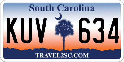 SC license plate KUV634