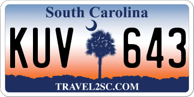 SC license plate KUV643