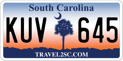 SC license plate KUV645