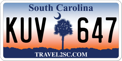 SC license plate KUV647