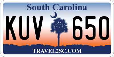 SC license plate KUV650
