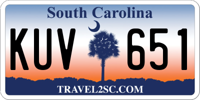 SC license plate KUV651
