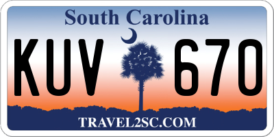 SC license plate KUV670
