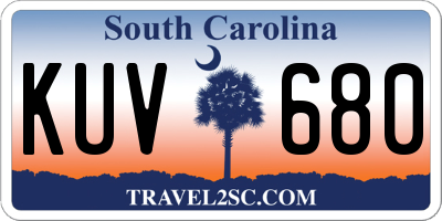 SC license plate KUV680