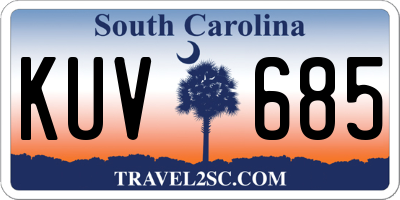 SC license plate KUV685
