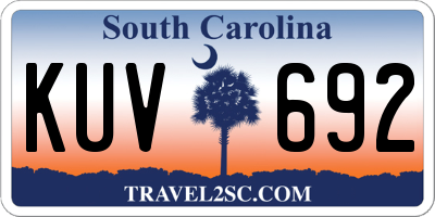 SC license plate KUV692
