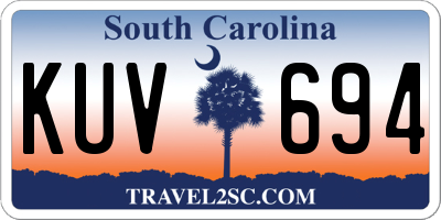 SC license plate KUV694