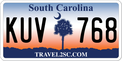 SC license plate KUV768