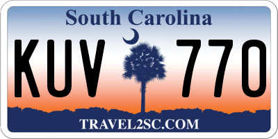 SC license plate KUV770