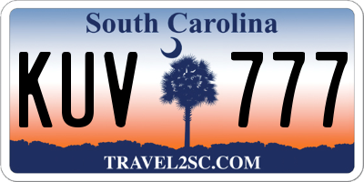 SC license plate KUV777