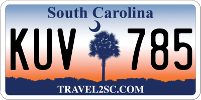 SC license plate KUV785