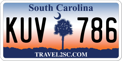 SC license plate KUV786