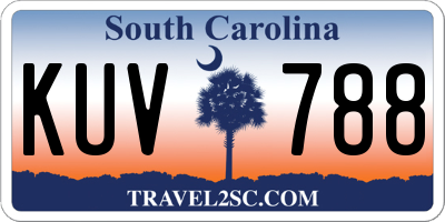 SC license plate KUV788