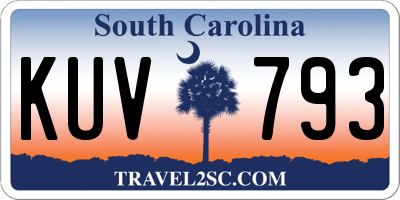 SC license plate KUV793