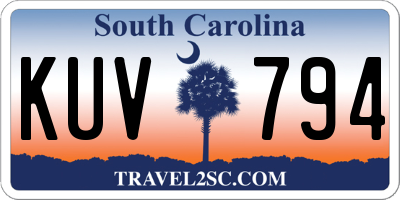 SC license plate KUV794