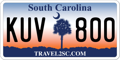 SC license plate KUV800