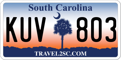 SC license plate KUV803