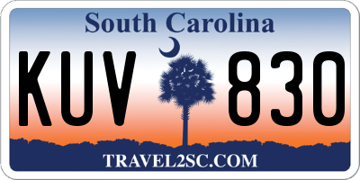 SC license plate KUV830