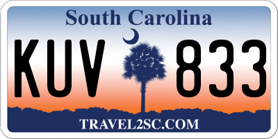 SC license plate KUV833