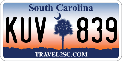 SC license plate KUV839