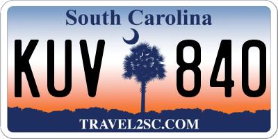 SC license plate KUV840