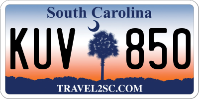 SC license plate KUV850
