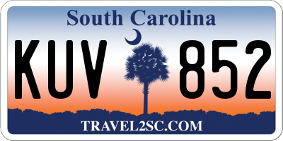SC license plate KUV852