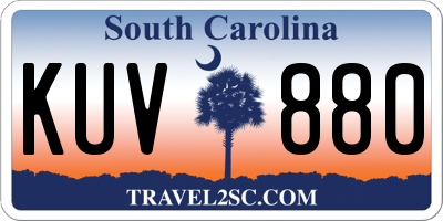 SC license plate KUV880