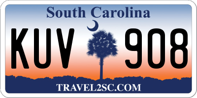 SC license plate KUV908