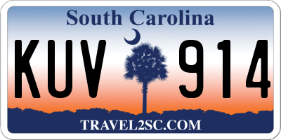 SC license plate KUV914