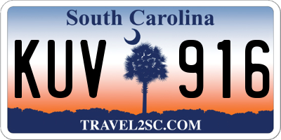 SC license plate KUV916