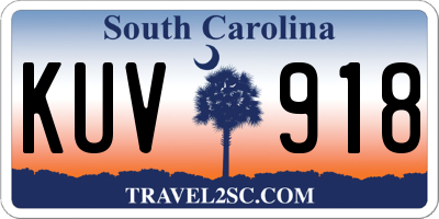 SC license plate KUV918