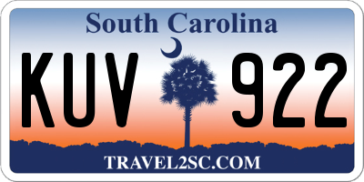 SC license plate KUV922