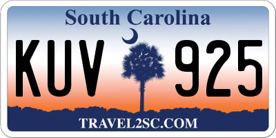 SC license plate KUV925