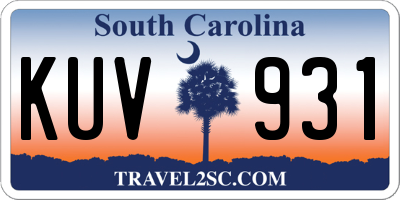 SC license plate KUV931