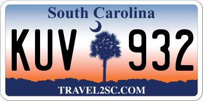 SC license plate KUV932